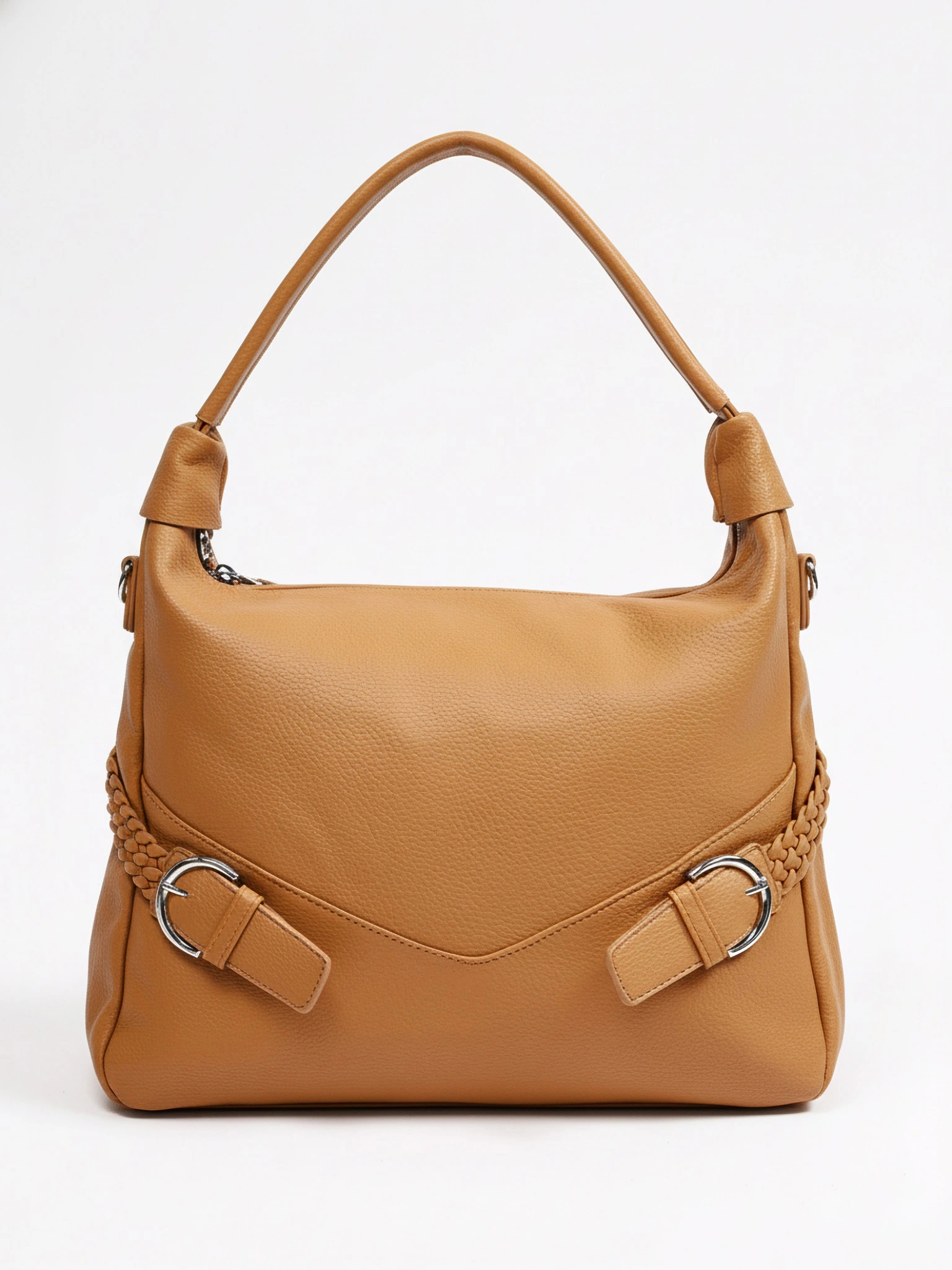 Сумка-шоппер с плетеными ремешками по бокам в ассортименте